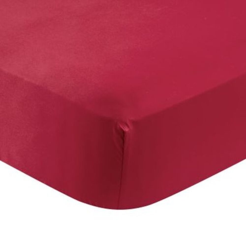 ANNE DE SOLENE Rendez-Vous cotton satin KING FITTED sheet red